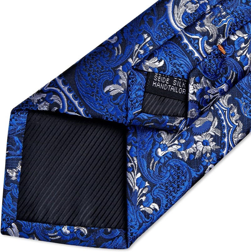 DiBanGu Paisley Ties for Men Silk Necktie and Pocket Square Cufflinks Tie Clip Set Woven Classic Mens Tie for Wedding Party - Image 5